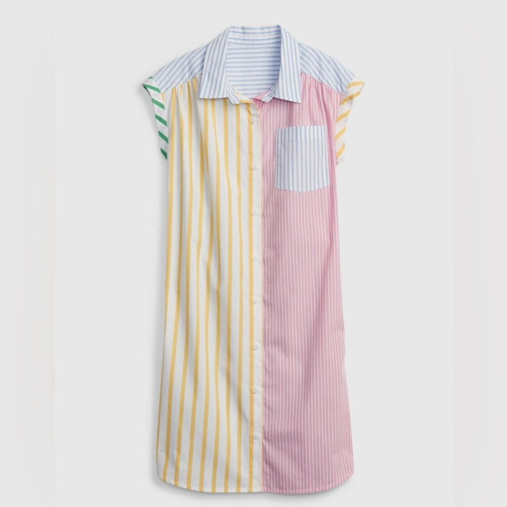Girls Preppy Cotton Shirt Dress